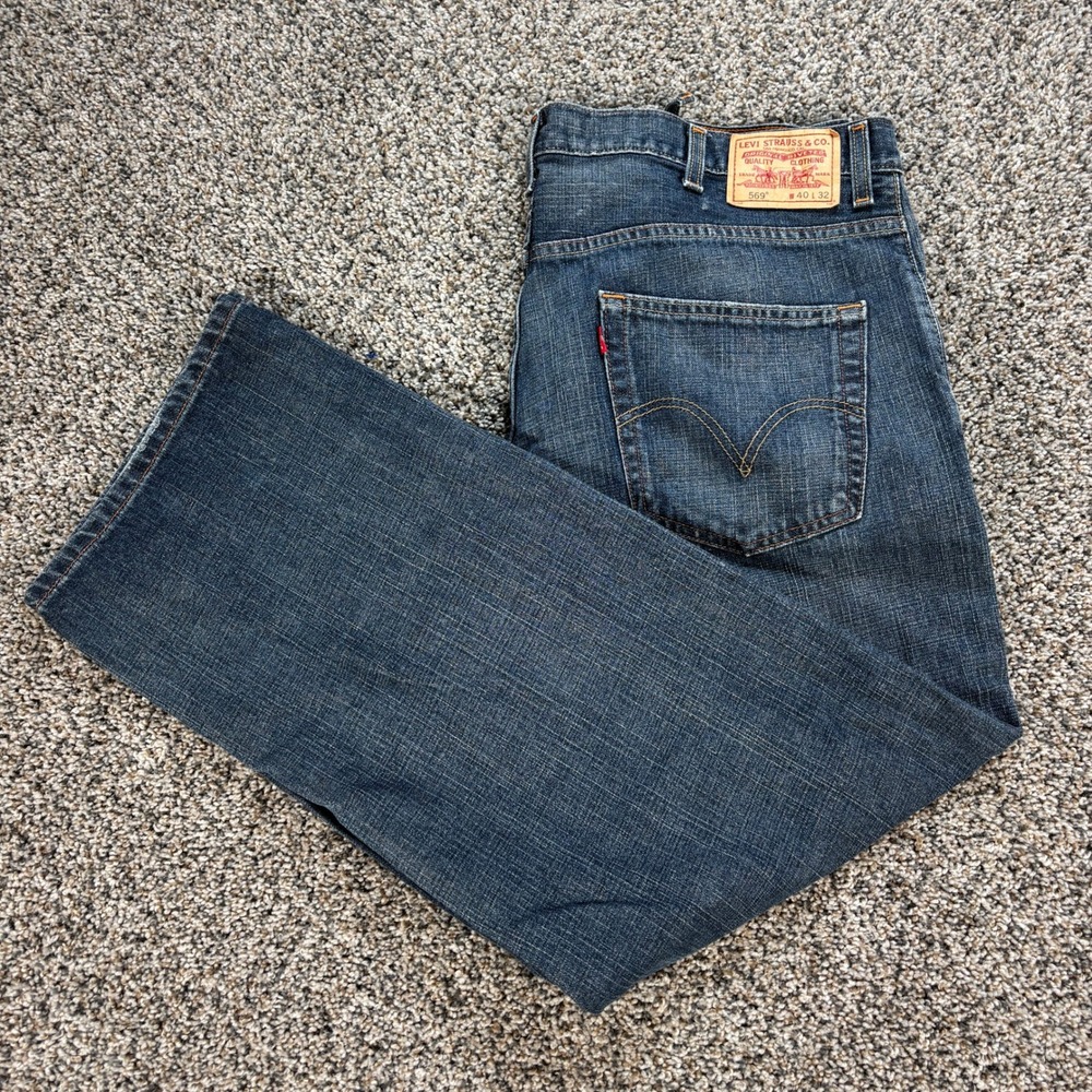 Levi's 569 Loose Straight Leg Jeans Men's 40x30 Blue Denim Dark Wash 00569-1057